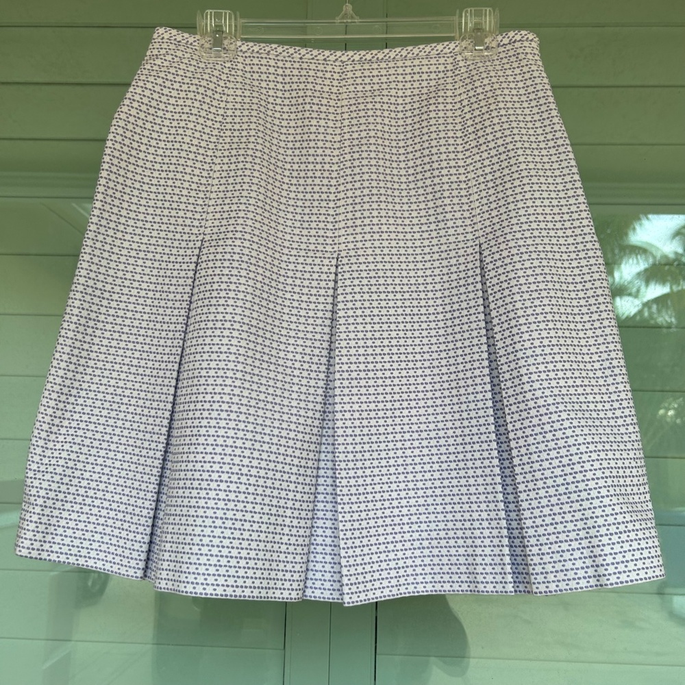 ANN TAYLOR LOFT Lavender Stitch/White Mini Side Zipper Pleated Skirt Size 6